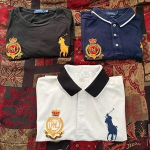 Polo Ralph Lauren Bundle Lot(3) #3 Royal Crest/Big Pony/P-Wing Embroidered Polos